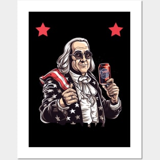 Funny 4th of July Ben Drankin Patriotic Posters and Art